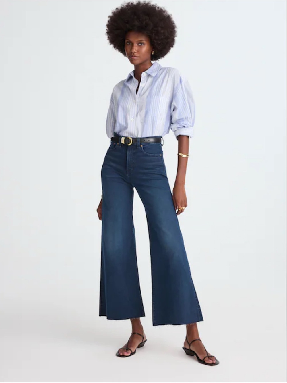 MADEWELL Wide-Leg Cropped Jeans in Pelion Wash